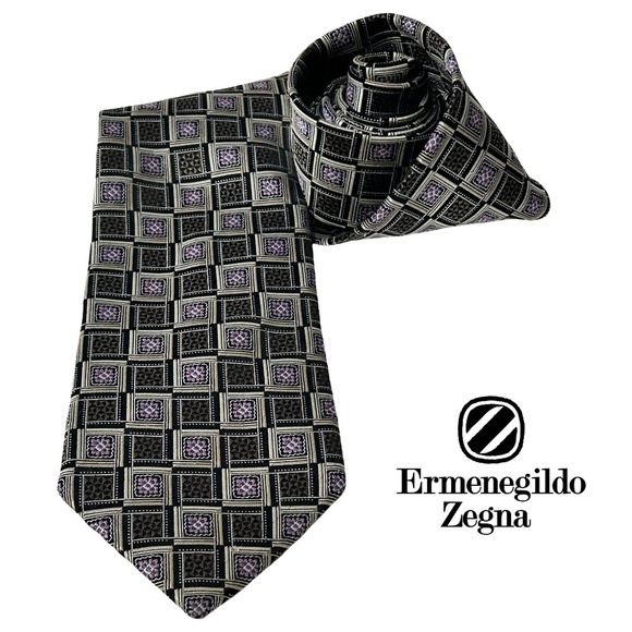 Ermengildo Zegna Luxury Necktie Tie 100% Silk Vintage Gold Tones Orchid Flawless - Picture 1 of 10